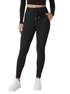 Halara Small Petite Black High Waisted Drawstring Full Joggers Gym SoftlyZero